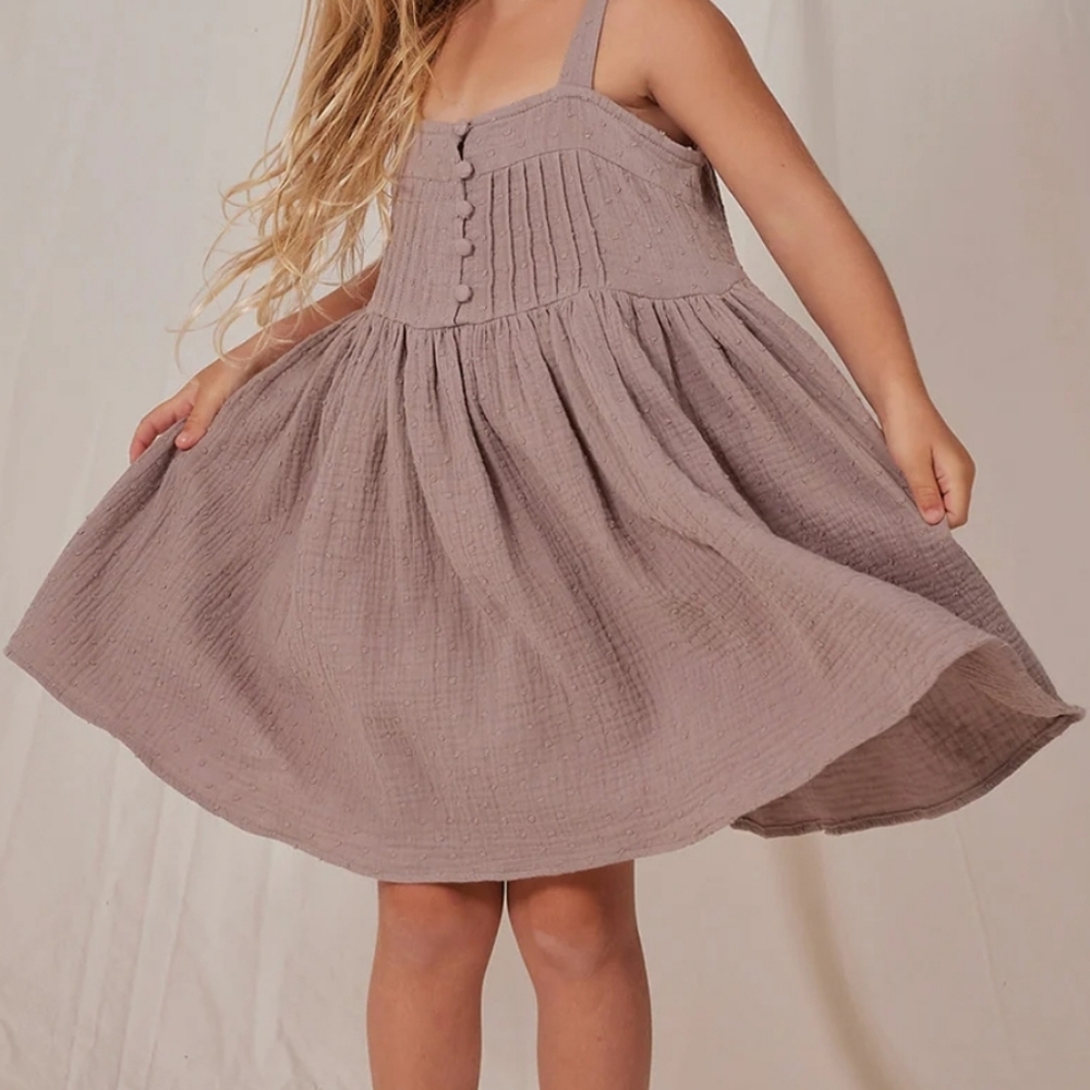 Rylee + Cru Textured Brown Toddler Dress